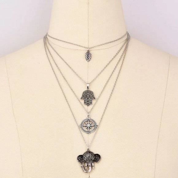 NWT Elephant Layered Necklace 30cm+6cm Extension - Picture 2 of 7